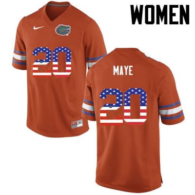 Women's Florida Gators #20 Marcus Maye NCAA Nike Orange USA Flag Fashion Authentic Stitched College Football Jersey JWA0162TE